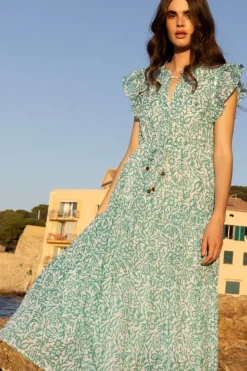 Clearance Cinched Flirty Midi- Cypress Jade Dresses
