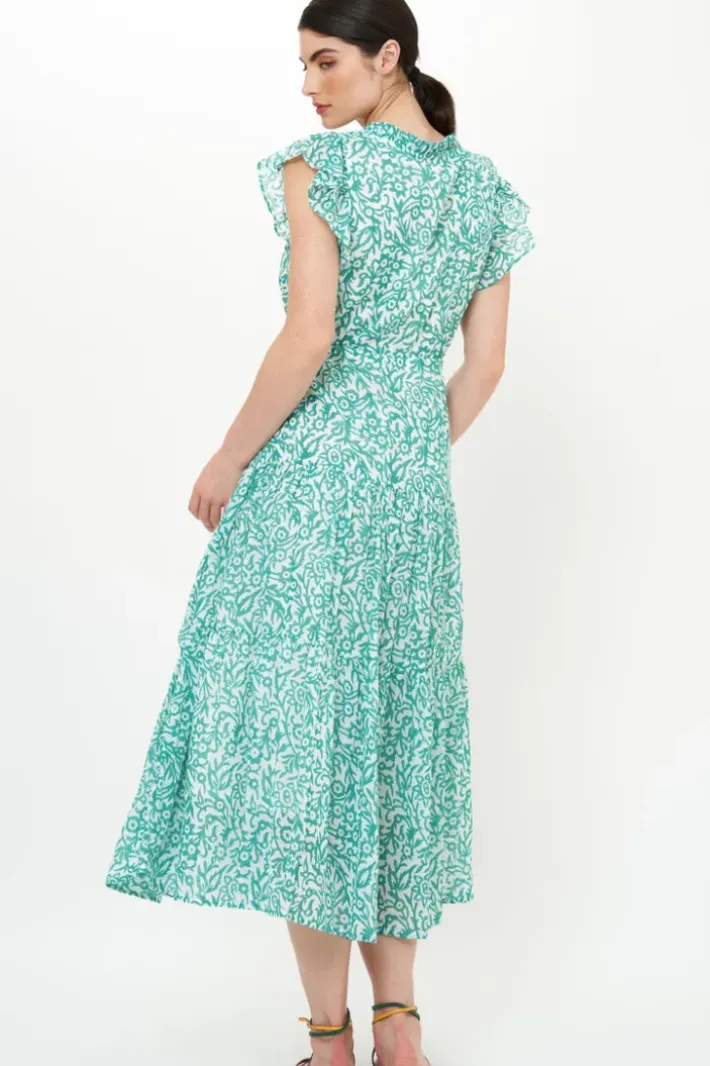 Clearance Cinched Flirty Midi- Cypress Jade Dresses