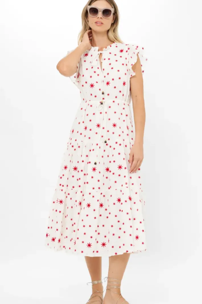 New Cinched Flirty Midi- Ellsworth Red Midis|Dresses