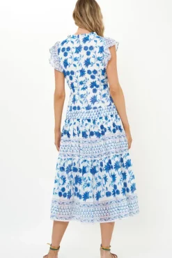New Cinched Flirty Midi- Marion Blue Dresses