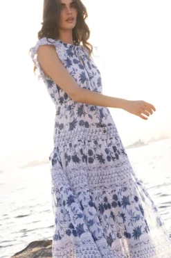 New Cinched Flirty Midi- Marion Blue Dresses