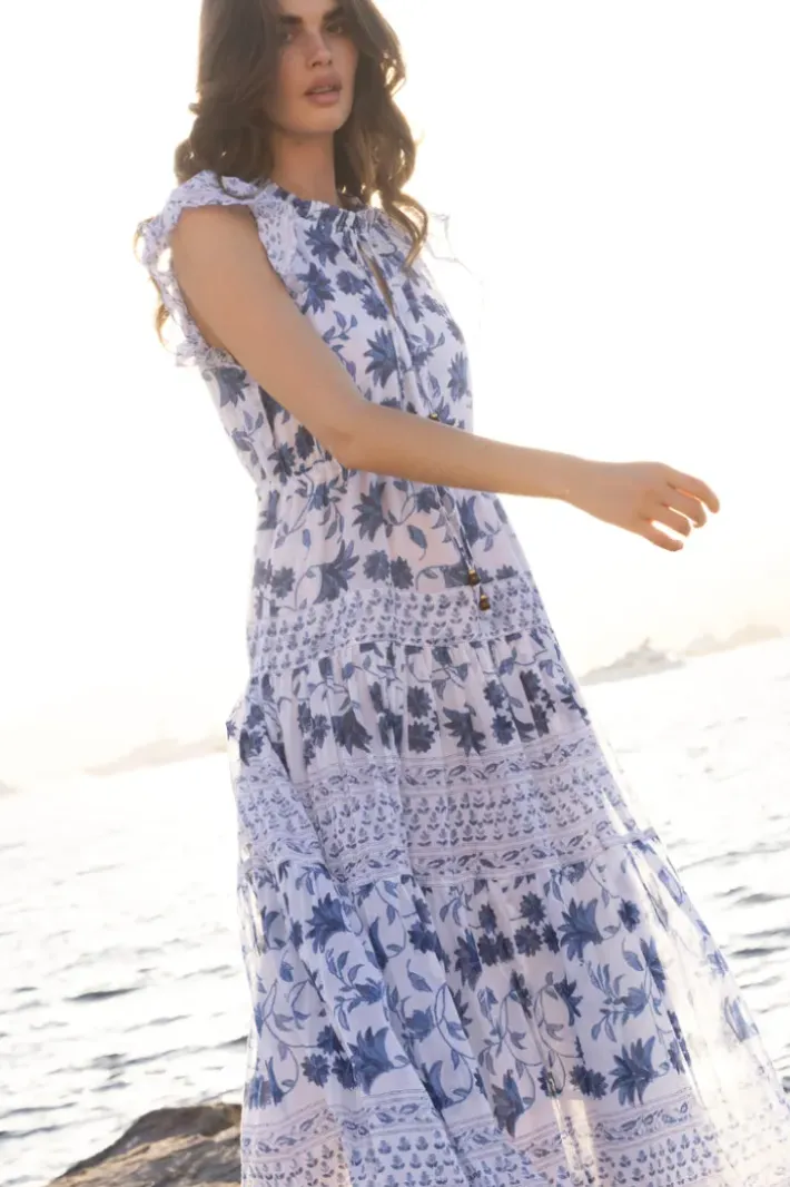 New Cinched Flirty Midi- Marion Blue Dresses