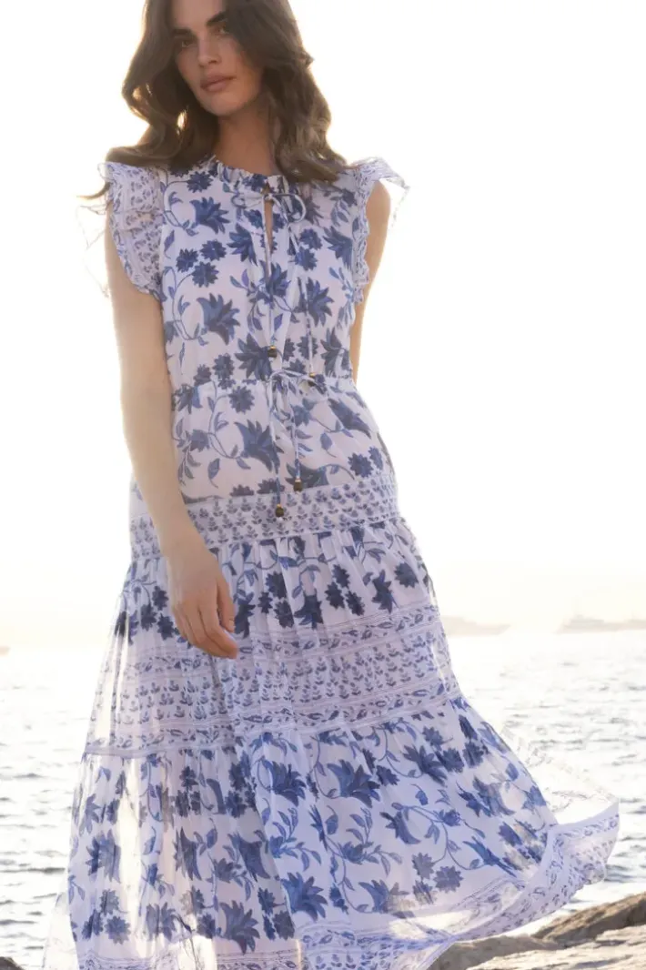 New Cinched Flirty Midi- Marion Blue Dresses