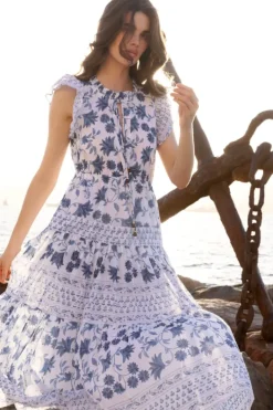 New Cinched Flirty Midi- Marion Blue Dresses