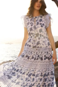 New Cinched Flirty Midi- Marion Blue Dresses