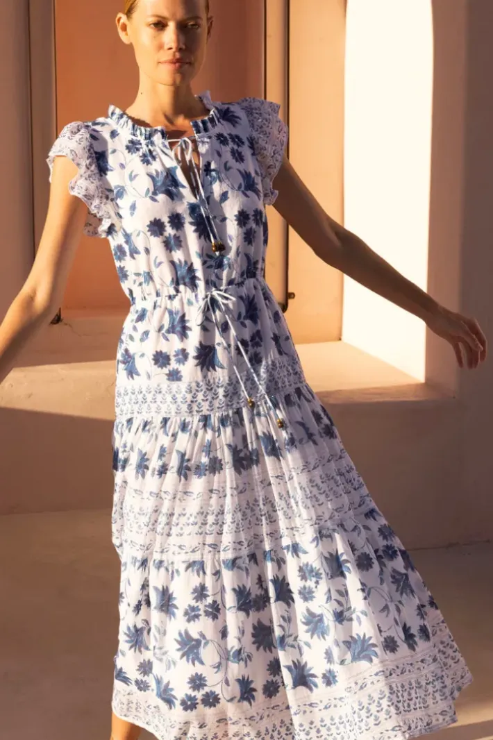 New Cinched Flirty Midi- Marion Blue Dresses
