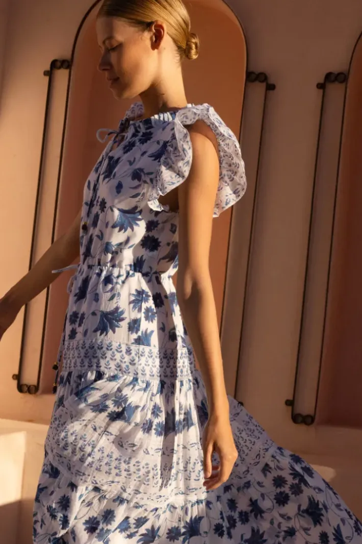 New Cinched Flirty Midi- Marion Blue Dresses