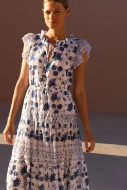 New Cinched Flirty Midi- Marion Blue Dresses