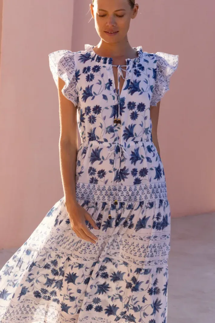 New Cinched Flirty Midi- Marion Blue Dresses