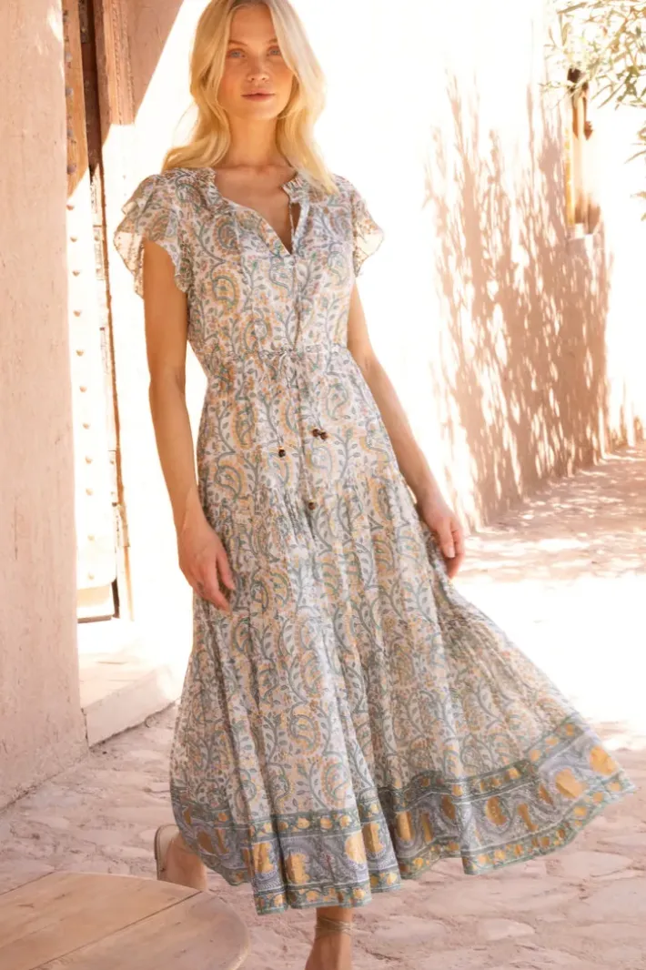 New Cinched Flirty Midi- Marseille Green Midis|Dresses