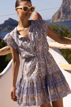 Hot Cinched Flirty Short- Marseille Blue Short & Mini Dresses|Dresses