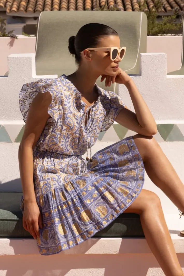 Hot Cinched Flirty Short- Marseille Blue Short & Mini Dresses|Dresses