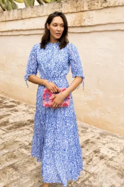 Sale Cinched Pintuck Maxi- Cypress Blue Maxis|Dresses