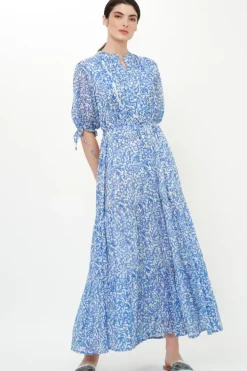 Sale Cinched Pintuck Maxi- Cypress Blue Maxis|Dresses