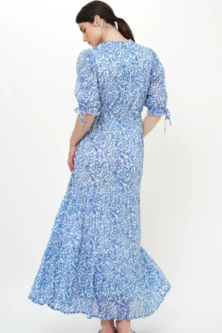 Sale Cinched Pintuck Maxi- Cypress Blue Maxis|Dresses