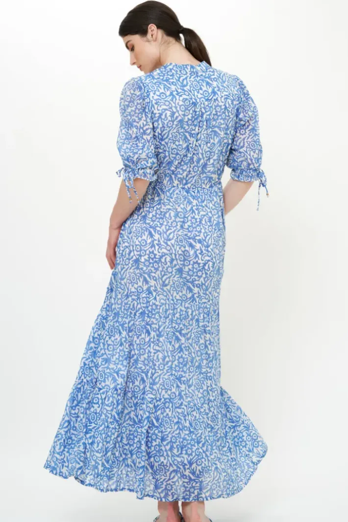 Sale Cinched Pintuck Maxi- Cypress Blue Maxis|Dresses