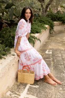 Hot Cinched Pintuck Maxi- Ostuni Coral Maxis|Dresses