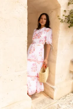 Hot Cinched Pintuck Maxi- Ostuni Coral Maxis|Dresses