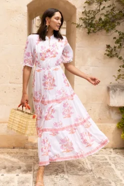 Hot Cinched Pintuck Maxi- Ostuni Coral Maxis|Dresses