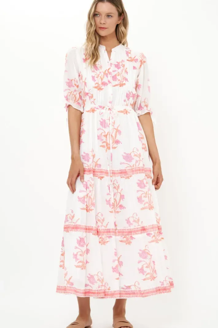 Hot Cinched Pintuck Maxi- Ostuni Coral Maxis|Dresses