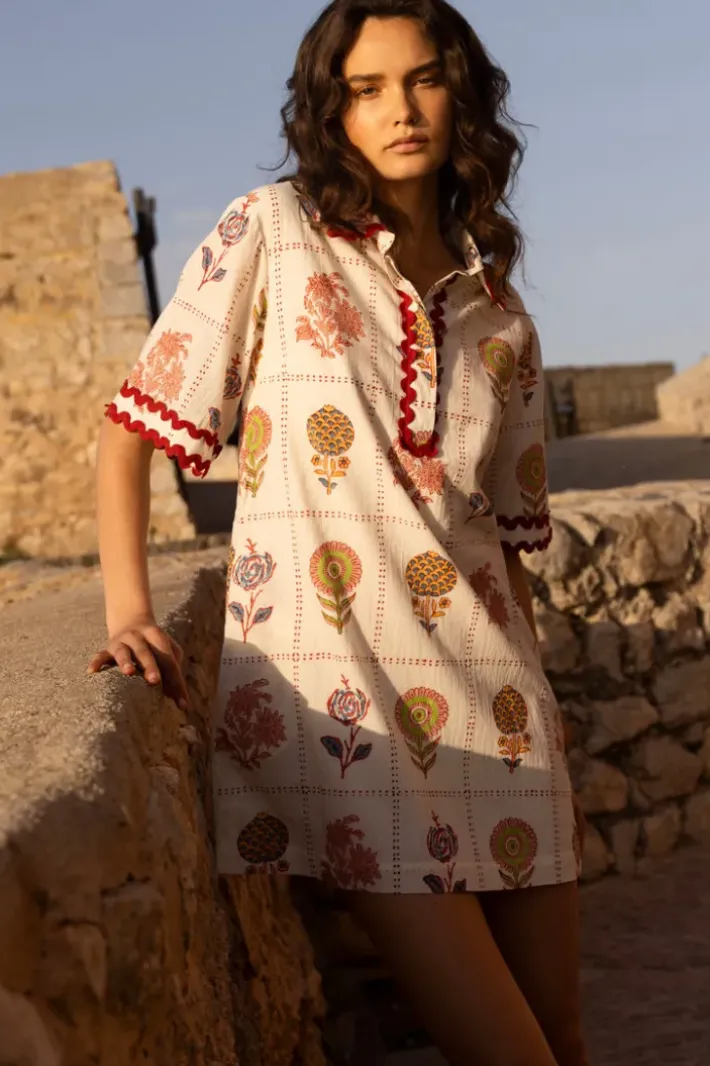New Collared Shirt Dress Mini- Taormina Cream Short & Mini Dresses|Dresses