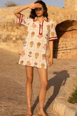 New Collared Shirt Dress Mini- Taormina Cream Short & Mini Dresses|Dresses