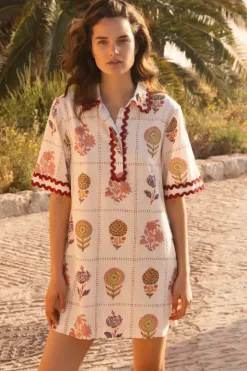 New Collared Shirt Dress Mini- Taormina Cream Short & Mini Dresses|Dresses