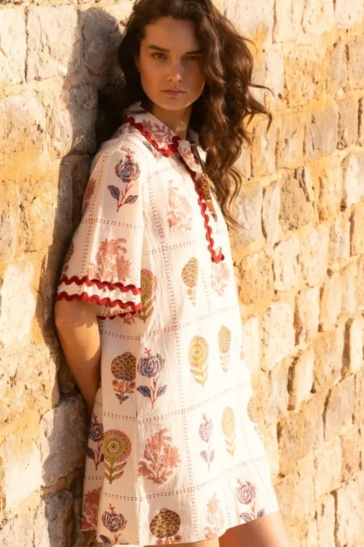 New Collared Shirt Dress Mini- Taormina Cream Short & Mini Dresses|Dresses