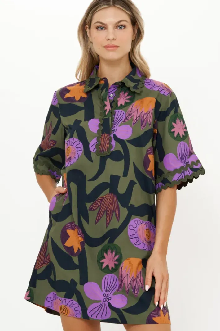 Outlet Collared Shirt Dress Mini- Bergen Olive Short & Mini Dresses|Dresses