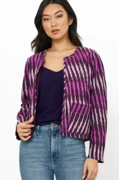 Online Crew Neck Jacket- Ikat Purple Tops|Outerwear
