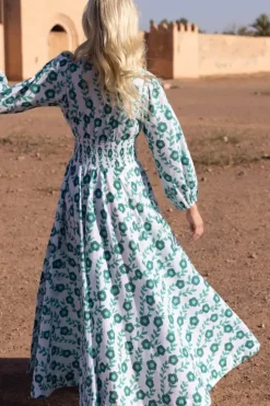 Online Crew Neck Smocked Waist Maxi- Toscana Green Maxis|Dresses