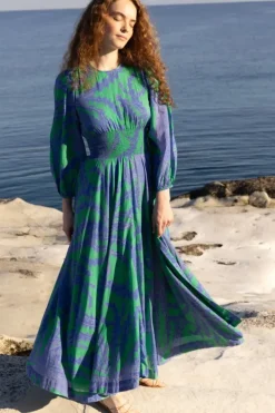 Outlet Crew Neck Smocked Waist Maxi- Thistle Green Maxis|Dresses