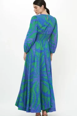 Outlet Crew Neck Smocked Waist Maxi- Thistle Green Maxis|Dresses