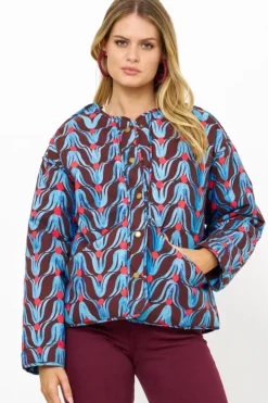 Clearance Crewneck Puffer- Tulip Red Outerwear|Tops