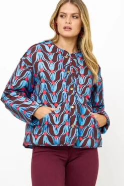 Clearance Crewneck Puffer- Tulip Red Outerwear|Tops