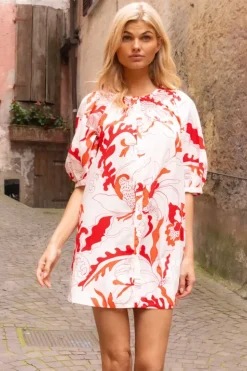 Sale Embroidered Button Mini- Orchid Red Short & Mini Dresses|Dresses