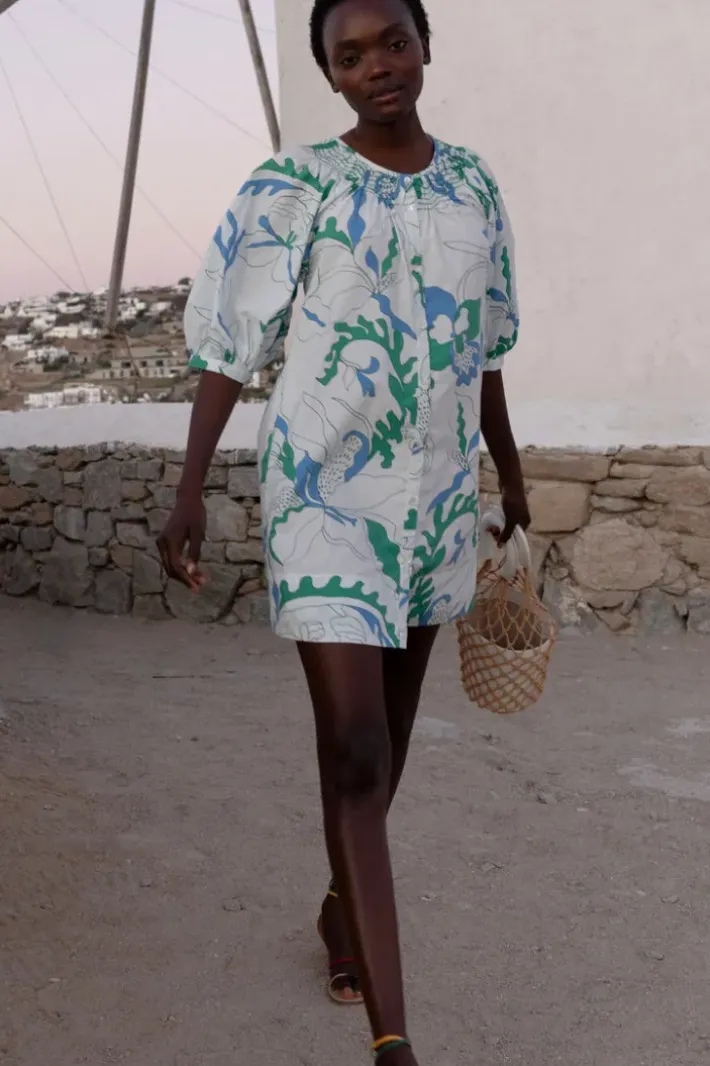 Embroidered Button Mini- Orchid Green Short & Mini Dresses|Dresses