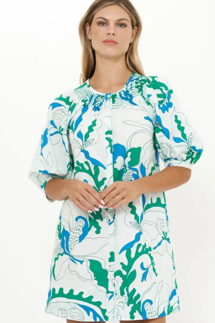 Embroidered Button Mini- Orchid Green Short & Mini Dresses|Dresses