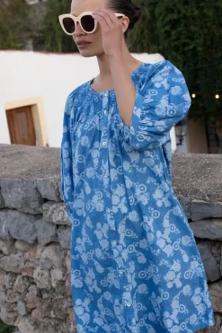 Outlet Embroidered Button Mini- Pretoria Navy Short & Mini Dresses|Dresses