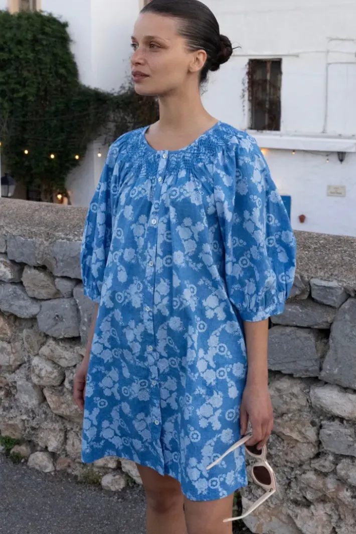 Outlet Embroidered Button Mini- Pretoria Navy Short & Mini Dresses|Dresses