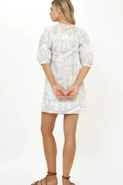 Embroidered Button Mini- Roma White Short & Mini Dresses|Dresses