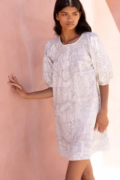 Embroidered Button Mini- Roma White Short & Mini Dresses|Dresses
