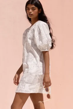 Embroidered Button Mini- Roma White Short & Mini Dresses|Dresses