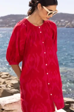 Embroidered Button Mini- Tashkent Red Short & Mini Dresses|Dresses