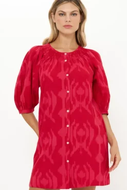 Embroidered Button Mini- Tashkent Red Short & Mini Dresses|Dresses