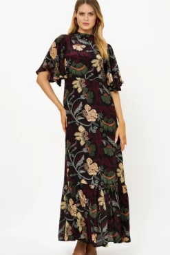 Outlet Flirty Mock Neck Maxi- Turin Wine Maxis