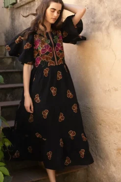Outlet Flirty V-Neck Maxi- Almay Black Maxis