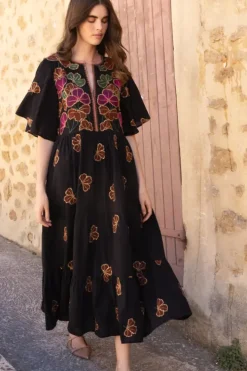 Outlet Flirty V-Neck Maxi- Almay Black Maxis