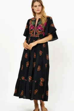 Outlet Flirty V-Neck Maxi- Almay Black Maxis