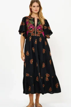 Outlet Flirty V-Neck Maxi- Almay Black Maxis